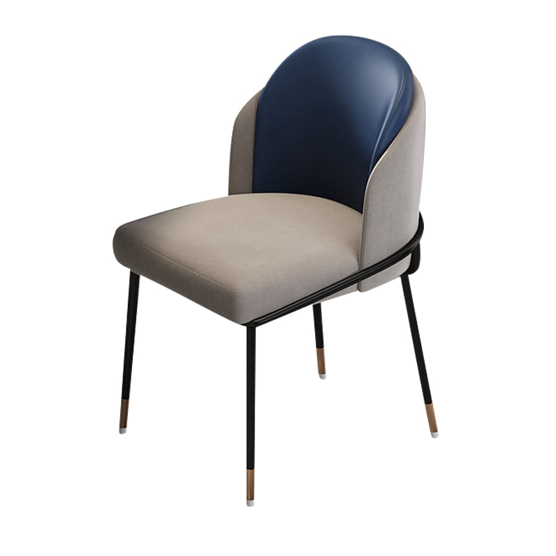 Glam Metal Dining Chair Upholstered Dining Side Armless Chair for Restaurant Use Black White Blue 1 Piece Clearhalo ' kitchen&dining_furn' 'Dining Chairs' 'Dining Tables & Seating' 'dining_chair' 'furn' 'furn_dining_chair' 'Furniture' 'furniture_dining_chair' 'Kitchen & Dining Furniture' 'kitchen' 4438323