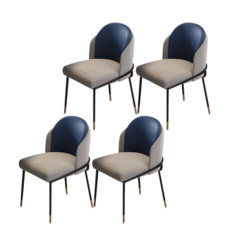 Glam Metal Dining Chair Upholstered Dining Side Armless Chair for Restaurant Use Black White Blue 4 Piece Set Clearhalo ' kitchen&dining_furn' 'Dining Chairs' 'Dining Tables & Seating' 'dining_chair' 'furn' 'furn_dining_chair' 'Furniture' 'furniture_dining_chair' 'Kitchen & Dining Furniture' 'kitchen' 4438325