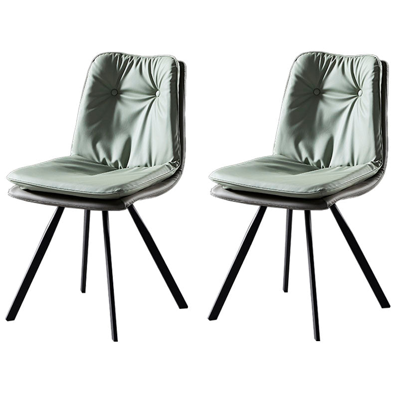 Minimalist Design Armless Solid Back Side Chairs Leather Dining Chairs Light Green 2 Piece Set Clearhalo ' kitchen&dining_furn' 'Dining Chairs' 'Dining Tables & Seating' 'dining_chair' 'furn' 'furn_dining_chair' 'Furniture' 'furniture_dining_chair' 'Kitchen & Dining Furniture' 'kitchen' 4438335