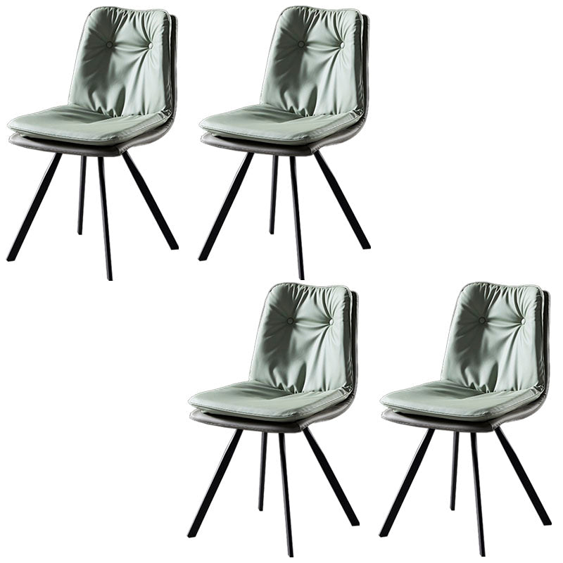 Minimalist Design Armless Solid Back Side Chairs Leather Dining Chairs Light Green 4 Piece Set Clearhalo ' kitchen&dining_furn' 'Dining Chairs' 'Dining Tables & Seating' 'dining_chair' 'furn' 'furn_dining_chair' 'Furniture' 'furniture_dining_chair' 'Kitchen & Dining Furniture' 'kitchen' 4438338