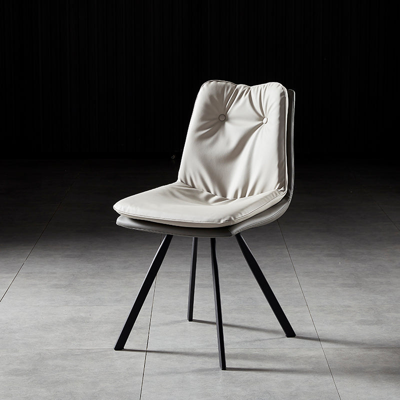 Minimalist Design Armless Solid Back Side Chairs Leather Dining Chairs Cream Gray 1 Piece Clearhalo ' kitchen&dining_furn' 'Dining Chairs' 'Dining Tables & Seating' 'dining_chair' 'furn' 'furn_dining_chair' 'Furniture' 'furniture_dining_chair' 'Kitchen & Dining Furniture' 'kitchen' 4438340