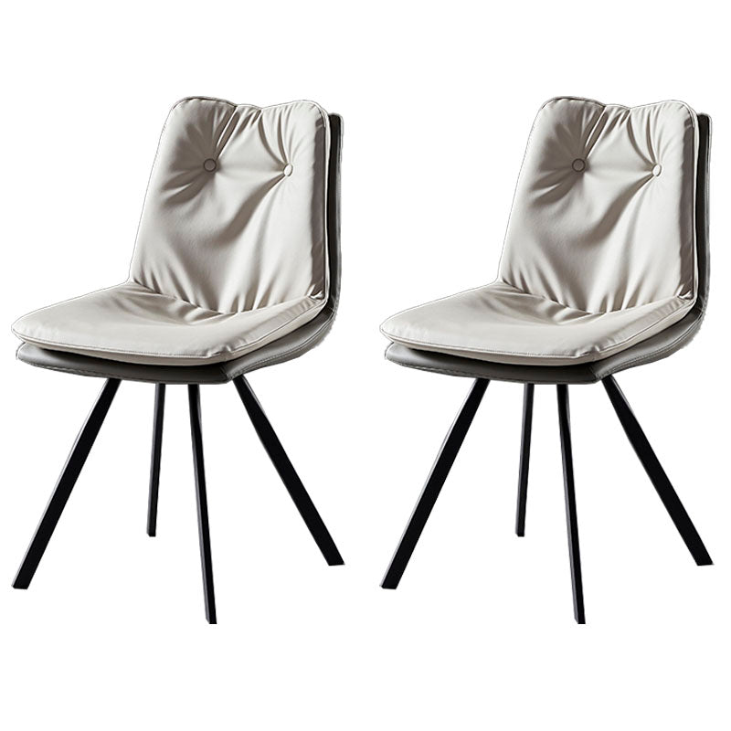 Minimalist Design Armless Solid Back Side Chairs Leather Dining Chairs Cream Gray 2 Piece Set Clearhalo ' kitchen&dining_furn' 'Dining Chairs' 'Dining Tables & Seating' 'dining_chair' 'furn' 'furn_dining_chair' 'Furniture' 'furniture_dining_chair' 'Kitchen & Dining Furniture' 'kitchen' 4438342