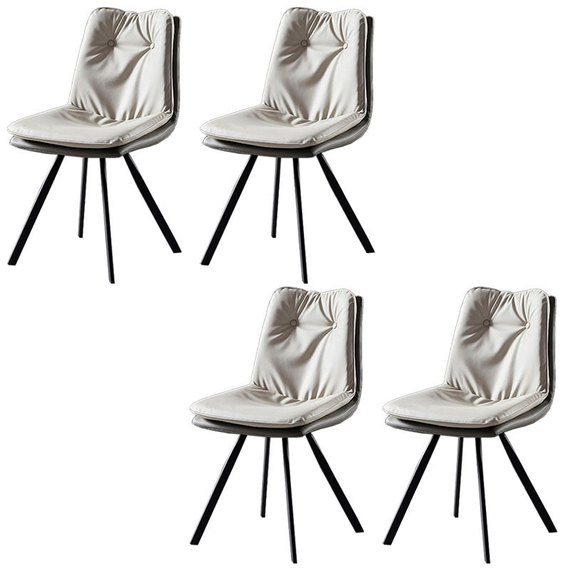 Minimalist Design Armless Solid Back Side Chairs Leather Dining Chairs Cream Gray 4 Piece Set Clearhalo ' kitchen&dining_furn' 'Dining Chairs' 'Dining Tables & Seating' 'dining_chair' 'furn' 'furn_dining_chair' 'Furniture' 'furniture_dining_chair' 'Kitchen & Dining Furniture' 'kitchen' 4438344
