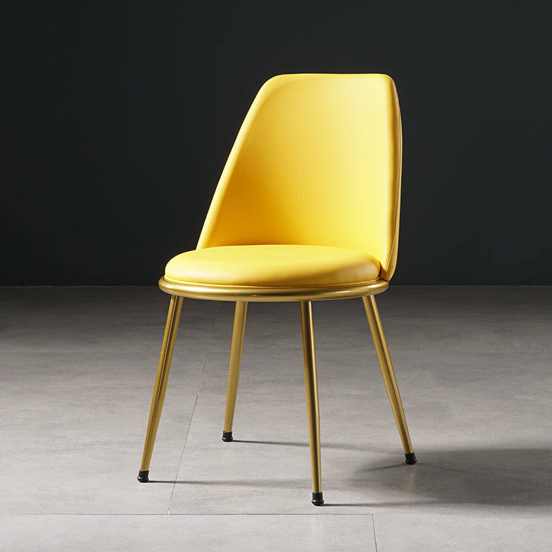 Nordic Style Dining Chairs Kitchen Armless Chair with Metal Legs Yellow 1 Piece Clearhalo ' kitchen&dining_furn' 'Dining Chairs' 'Dining Tables & Seating' 'dining_chair' 'furn' 'furn_dining_chair' 'Furniture' 'furniture_dining_chair' 'Kitchen & Dining Furniture' 'kitchen' 4438353