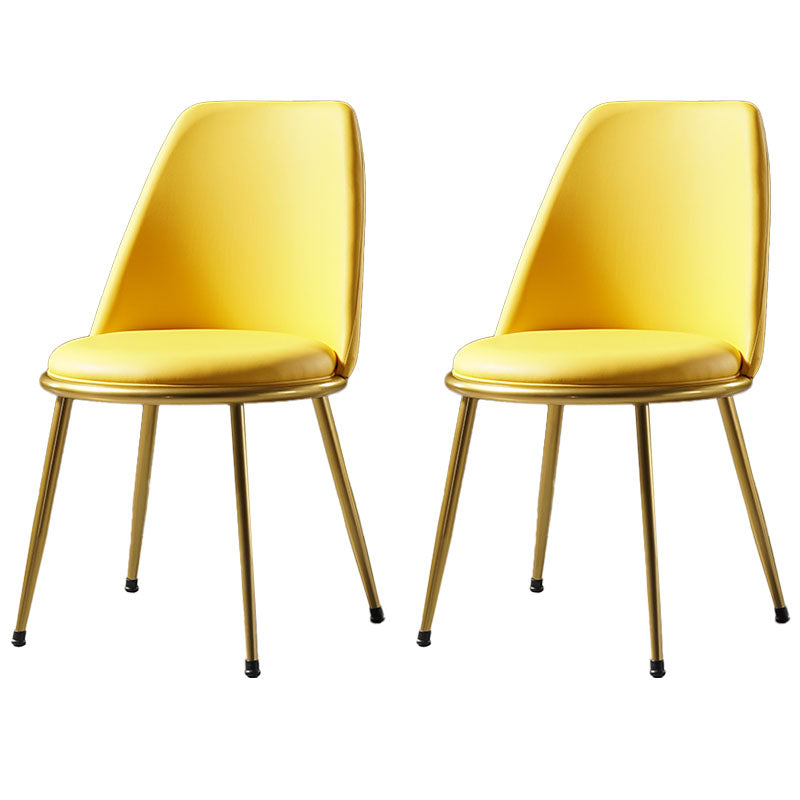 Nordic Style Dining Chairs Kitchen Armless Chair with Metal Legs Yellow 2 Piece Set Clearhalo ' kitchen&dining_furn' 'Dining Chairs' 'Dining Tables & Seating' 'dining_chair' 'furn' 'furn_dining_chair' 'Furniture' 'furniture_dining_chair' 'Kitchen & Dining Furniture' 'kitchen' 4438354