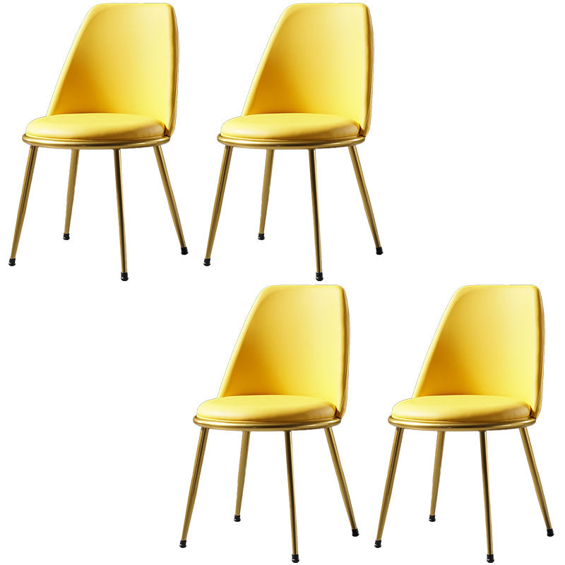 Nordic Style Dining Chairs Kitchen Armless Chair with Metal Legs Yellow 4 Piece Set Clearhalo ' kitchen&dining_furn' 'Dining Chairs' 'Dining Tables & Seating' 'dining_chair' 'furn' 'furn_dining_chair' 'Furniture' 'furniture_dining_chair' 'Kitchen & Dining Furniture' 'kitchen' 4438356