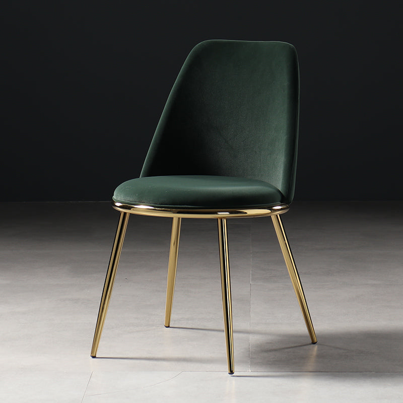 Nordic Style Dining Chairs Kitchen Armless Chair with Metal Legs Blackish Green 1 Piece Clearhalo ' kitchen&dining_furn' 'Dining Chairs' 'Dining Tables & Seating' 'dining_chair' 'furn' 'furn_dining_chair' 'Furniture' 'furniture_dining_chair' 'Kitchen & Dining Furniture' 'kitchen' 4438359