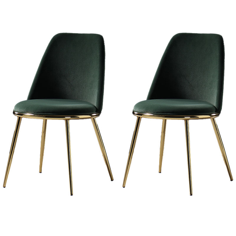 Nordic Style Dining Chairs Kitchen Armless Chair with Metal Legs Blackish Green 2 Piece Set Clearhalo ' kitchen&dining_furn' 'Dining Chairs' 'Dining Tables & Seating' 'dining_chair' 'furn' 'furn_dining_chair' 'Furniture' 'furniture_dining_chair' 'Kitchen & Dining Furniture' 'kitchen' 4438361