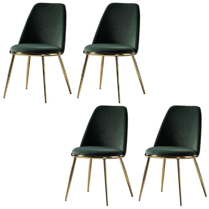Nordic Style Dining Chairs Kitchen Armless Chair with Metal Legs Blackish Green 4 Piece Set Clearhalo ' kitchen&dining_furn' 'Dining Chairs' 'Dining Tables & Seating' 'dining_chair' 'furn' 'furn_dining_chair' 'Furniture' 'furniture_dining_chair' 'Kitchen & Dining Furniture' 'kitchen' 4438363