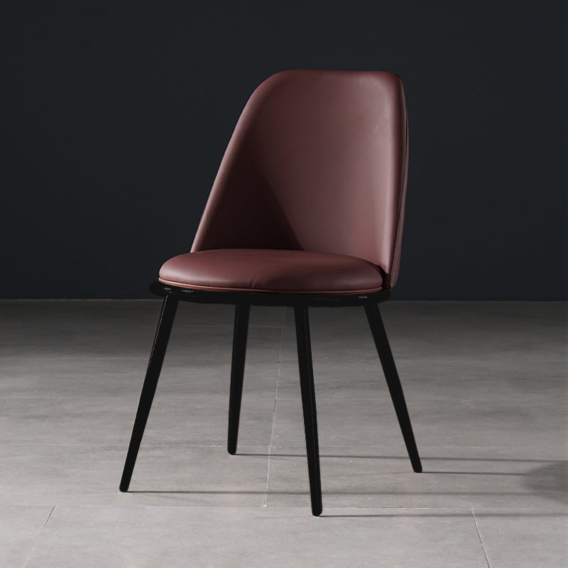 Nordic Style Dining Chairs Kitchen Armless Chair with Metal Legs Black-Brown 1 Piece Clearhalo ' kitchen&dining_furn' 'Dining Chairs' 'Dining Tables & Seating' 'dining_chair' 'furn' 'furn_dining_chair' 'Furniture' 'furniture_dining_chair' 'Kitchen & Dining Furniture' 'kitchen' 4438371