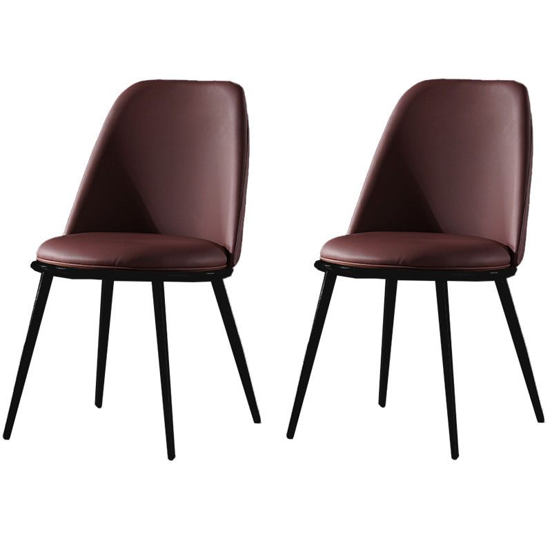 Nordic Style Dining Chairs Kitchen Armless Chair with Metal Legs Black-Brown 2 Piece Set Clearhalo ' kitchen&dining_furn' 'Dining Chairs' 'Dining Tables & Seating' 'dining_chair' 'furn' 'furn_dining_chair' 'Furniture' 'furniture_dining_chair' 'Kitchen & Dining Furniture' 'kitchen' 4438372