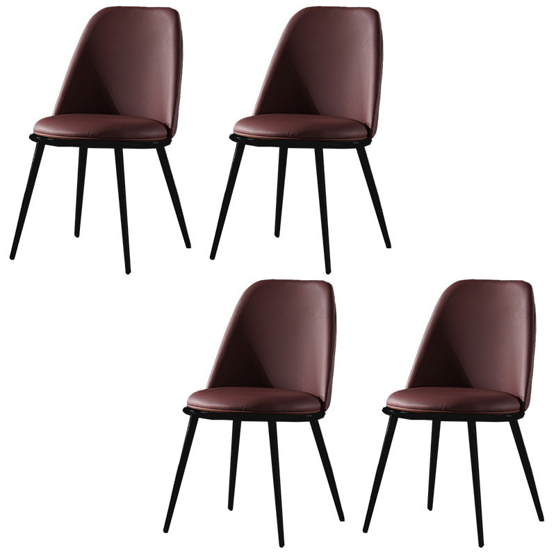 Nordic Style Dining Chairs Kitchen Armless Chair with Metal Legs Black-Brown 4 Piece Set Clearhalo ' kitchen&dining_furn' 'Dining Chairs' 'Dining Tables & Seating' 'dining_chair' 'furn' 'furn_dining_chair' 'Furniture' 'furniture_dining_chair' 'Kitchen & Dining Furniture' 'kitchen' 4438373
