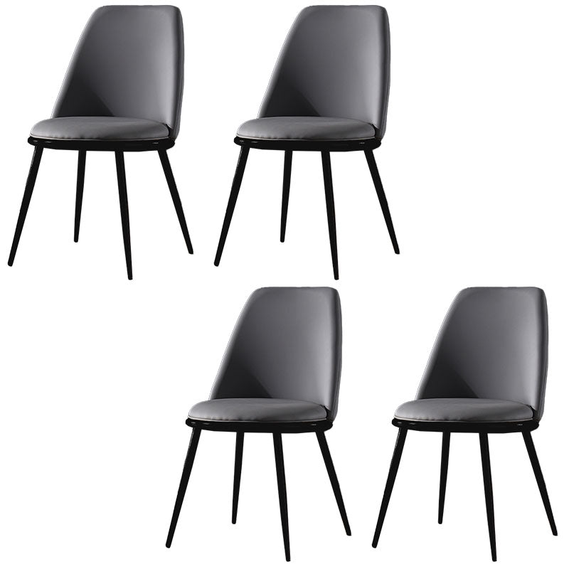Nordic Style Dining Chairs Kitchen Armless Chair with Metal Legs Gray Black 4 Piece Set Clearhalo ' kitchen&dining_furn' 'Dining Chairs' 'Dining Tables & Seating' 'dining_chair' 'furn' 'furn_dining_chair' 'Furniture' 'furniture_dining_chair' 'Kitchen & Dining Furniture' 'kitchen' 4438376