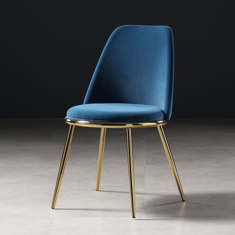 Nordic Style Dining Chairs Kitchen Armless Chair with Metal Legs Dark Blue 1 Piece Clearhalo ' kitchen&dining_furn' 'Dining Chairs' 'Dining Tables & Seating' 'dining_chair' 'furn' 'furn_dining_chair' 'Furniture' 'furniture_dining_chair' 'Kitchen & Dining Furniture' 'kitchen' 4438377