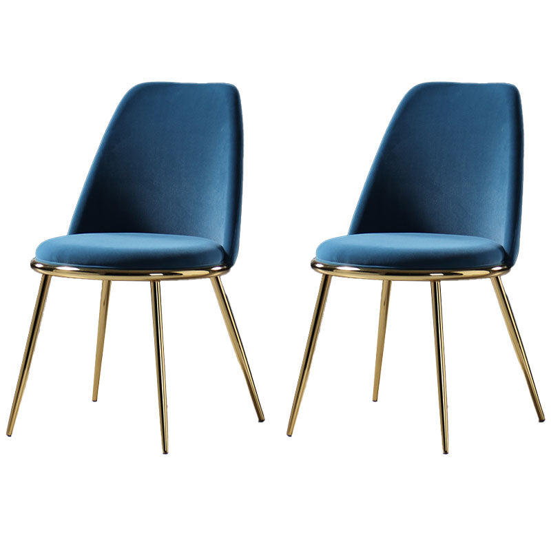 Nordic Style Dining Chairs Kitchen Armless Chair with Metal Legs Dark Blue 2 Piece Set Clearhalo ' kitchen&dining_furn' 'Dining Chairs' 'Dining Tables & Seating' 'dining_chair' 'furn' 'furn_dining_chair' 'Furniture' 'furniture_dining_chair' 'Kitchen & Dining Furniture' 'kitchen' 4438378