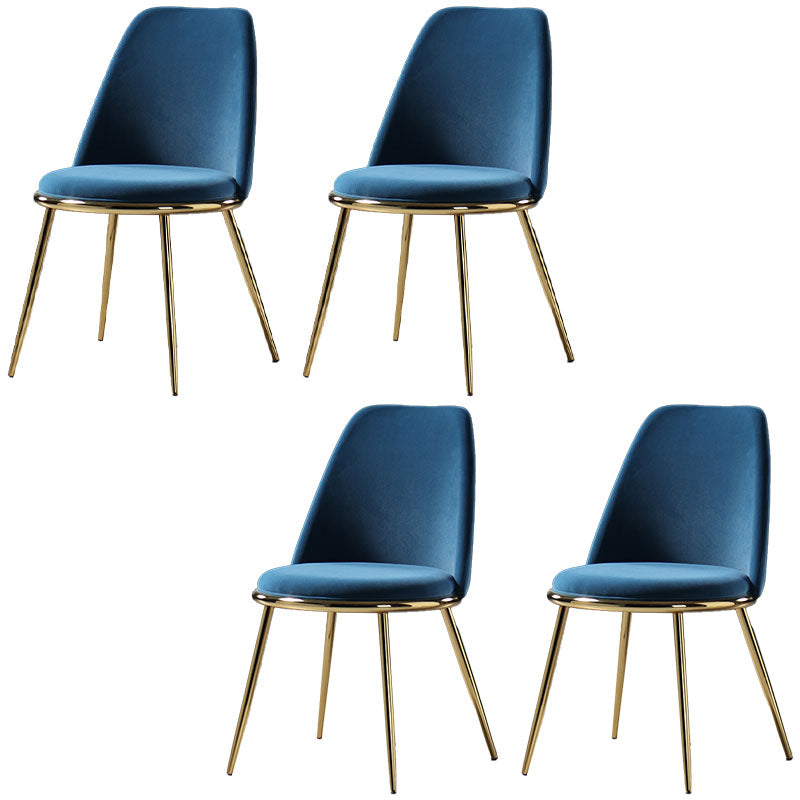 Nordic Style Dining Chairs Kitchen Armless Chair with Metal Legs Dark Blue 4 Piece Set Clearhalo ' kitchen&dining_furn' 'Dining Chairs' 'Dining Tables & Seating' 'dining_chair' 'furn' 'furn_dining_chair' 'Furniture' 'furniture_dining_chair' 'Kitchen & Dining Furniture' 'kitchen' 4438379