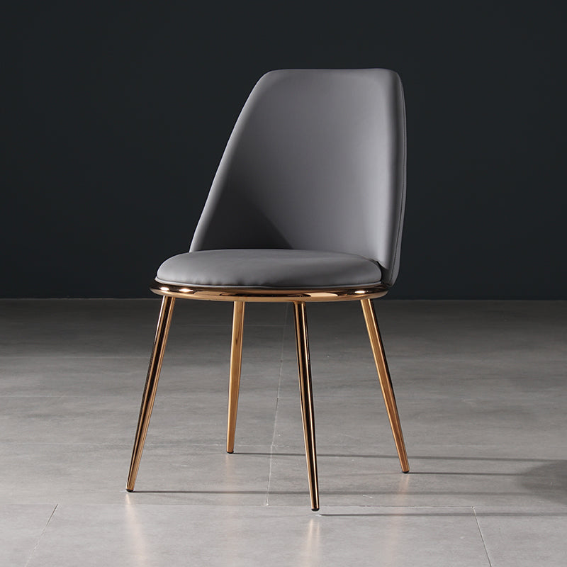 Nordic Style Dining Chairs Kitchen Armless Chair with Metal Legs Gray-Gold 1 Piece Clearhalo ' kitchen&dining_furn' 'Dining Chairs' 'Dining Tables & Seating' 'dining_chair' 'furn' 'furn_dining_chair' 'Furniture' 'furniture_dining_chair' 'Kitchen & Dining Furniture' 'kitchen' 4438380