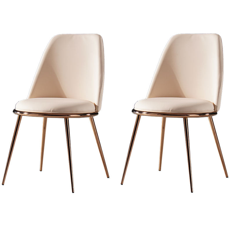 Nordic Style Dining Chairs Kitchen Armless Chair with Metal Legs Golden 2 Piece Set Clearhalo ' kitchen&dining_furn' 'Dining Chairs' 'Dining Tables & Seating' 'dining_chair' 'furn' 'furn_dining_chair' 'Furniture' 'furniture_dining_chair' 'Kitchen & Dining Furniture' 'kitchen' 4438384