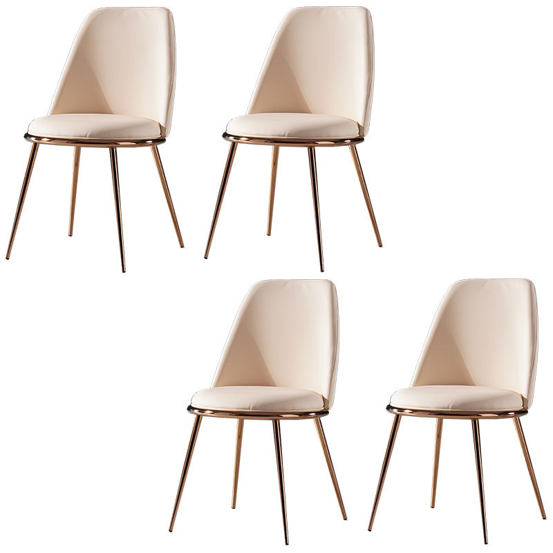 Nordic Style Dining Chairs Kitchen Armless Chair with Metal Legs Golden 4 Piece Set Clearhalo ' kitchen&dining_furn' 'Dining Chairs' 'Dining Tables & Seating' 'dining_chair' 'furn' 'furn_dining_chair' 'Furniture' 'furniture_dining_chair' 'Kitchen & Dining Furniture' 'kitchen' 4438385