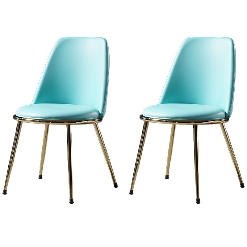 Nordic Style Dining Chairs Kitchen Armless Chair with Metal Legs Light Blue 2 Piece Set Clearhalo ' kitchen&dining_furn' 'Dining Chairs' 'Dining Tables & Seating' 'dining_chair' 'furn' 'furn_dining_chair' 'Furniture' 'furniture_dining_chair' 'Kitchen & Dining Furniture' 'kitchen' 4438390