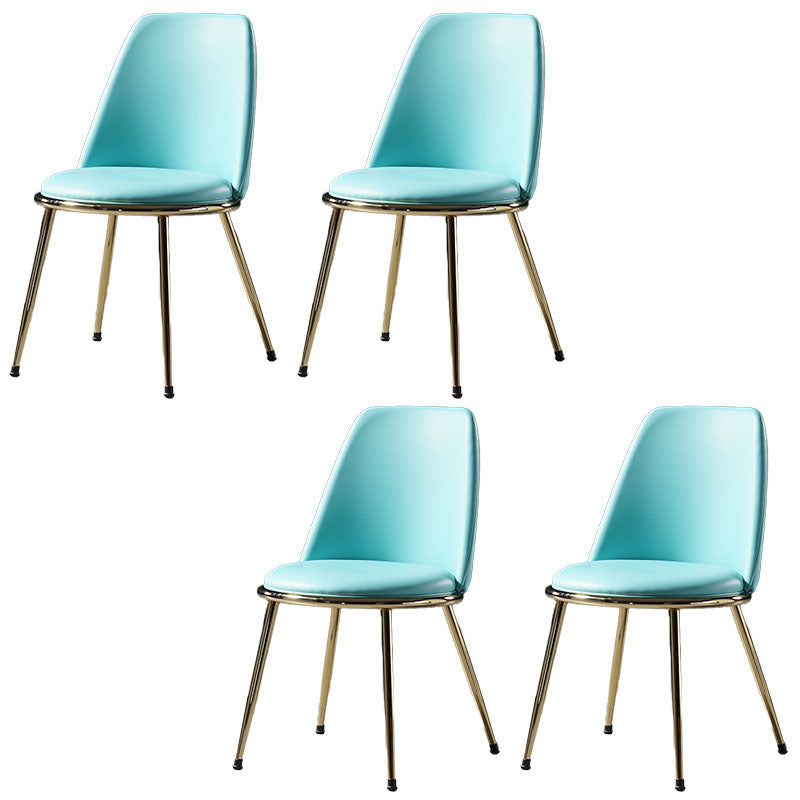 Nordic Style Dining Chairs Kitchen Armless Chair with Metal Legs Light Blue 4 Piece Set Clearhalo ' kitchen&dining_furn' 'Dining Chairs' 'Dining Tables & Seating' 'dining_chair' 'furn' 'furn_dining_chair' 'Furniture' 'furniture_dining_chair' 'Kitchen & Dining Furniture' 'kitchen' 4438391