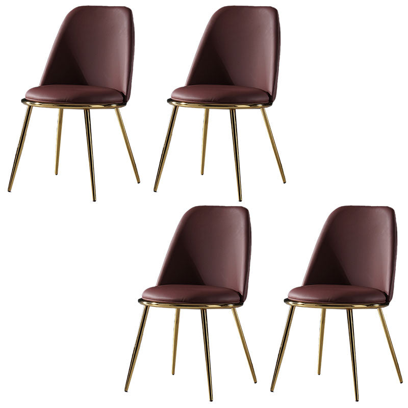 Nordic Style Dining Chairs Kitchen Armless Chair with Metal Legs Dark Brown 4 Piece Set Clearhalo ' kitchen&dining_furn' 'Dining Chairs' 'Dining Tables & Seating' 'dining_chair' 'furn' 'furn_dining_chair' 'Furniture' 'furniture_dining_chair' 'Kitchen & Dining Furniture' 'kitchen' 4438394