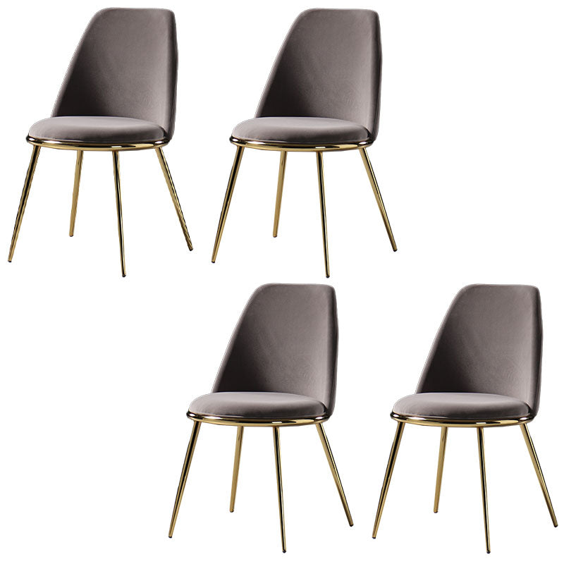 Nordic Style Dining Chairs Kitchen Armless Chair with Metal Legs Grey-Gold 4 Piece Set Clearhalo ' kitchen&dining_furn' 'Dining Chairs' 'Dining Tables & Seating' 'dining_chair' 'furn' 'furn_dining_chair' 'Furniture' 'furniture_dining_chair' 'Kitchen & Dining Furniture' 'kitchen' 4438397