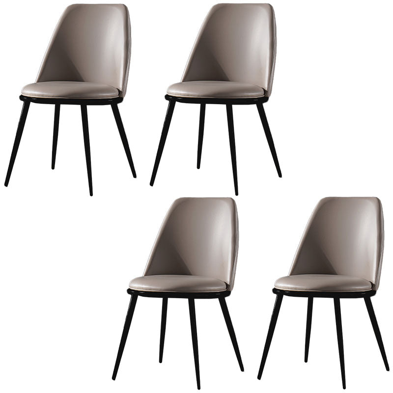 Nordic Style Dining Chairs Kitchen Armless Chair with Metal Legs Light Gray-Black 4 Piece Set Clearhalo ' kitchen&dining_furn' 'Dining Chairs' 'Dining Tables & Seating' 'dining_chair' 'furn' 'furn_dining_chair' 'Furniture' 'furniture_dining_chair' 'Kitchen & Dining Furniture' 'kitchen' 4438400