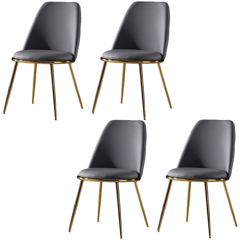 Nordic Style Dining Chairs Kitchen Armless Chair with Metal Legs Dark Gray 4 Piece Set Clearhalo ' kitchen&dining_furn' 'Dining Chairs' 'Dining Tables & Seating' 'dining_chair' 'furn' 'furn_dining_chair' 'Furniture' 'furniture_dining_chair' 'Kitchen & Dining Furniture' 'kitchen' 4438403