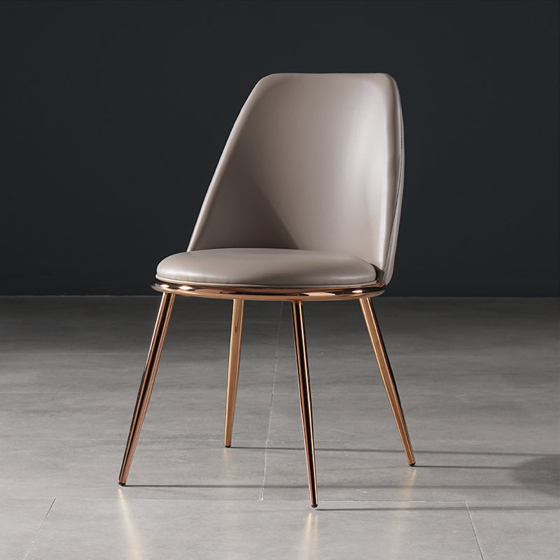 Nordic Style Dining Chairs Kitchen Armless Chair with Metal Legs Light Grey-Yellow 1 Piece Clearhalo ' kitchen&dining_furn' 'Dining Chairs' 'Dining Tables & Seating' 'dining_chair' 'furn' 'furn_dining_chair' 'Furniture' 'furniture_dining_chair' 'Kitchen & Dining Furniture' 'kitchen' 4438404