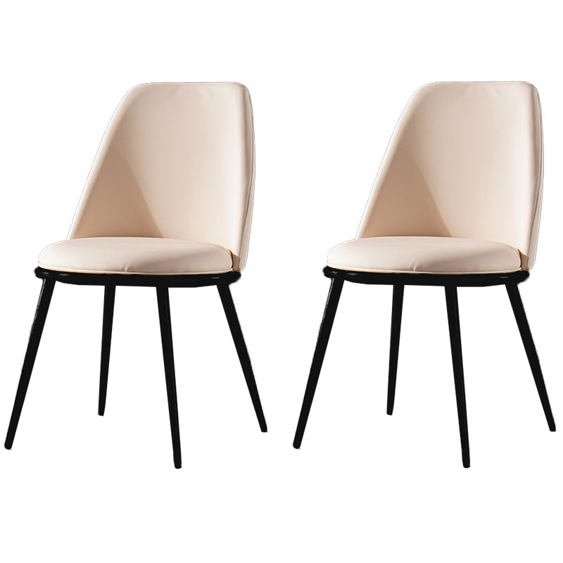 Nordic Style Dining Chairs Kitchen Armless Chair with Metal Legs Off-White 2 Piece Set Clearhalo ' kitchen&dining_furn' 'Dining Chairs' 'Dining Tables & Seating' 'dining_chair' 'furn' 'furn_dining_chair' 'Furniture' 'furniture_dining_chair' 'Kitchen & Dining Furniture' 'kitchen' 4438408