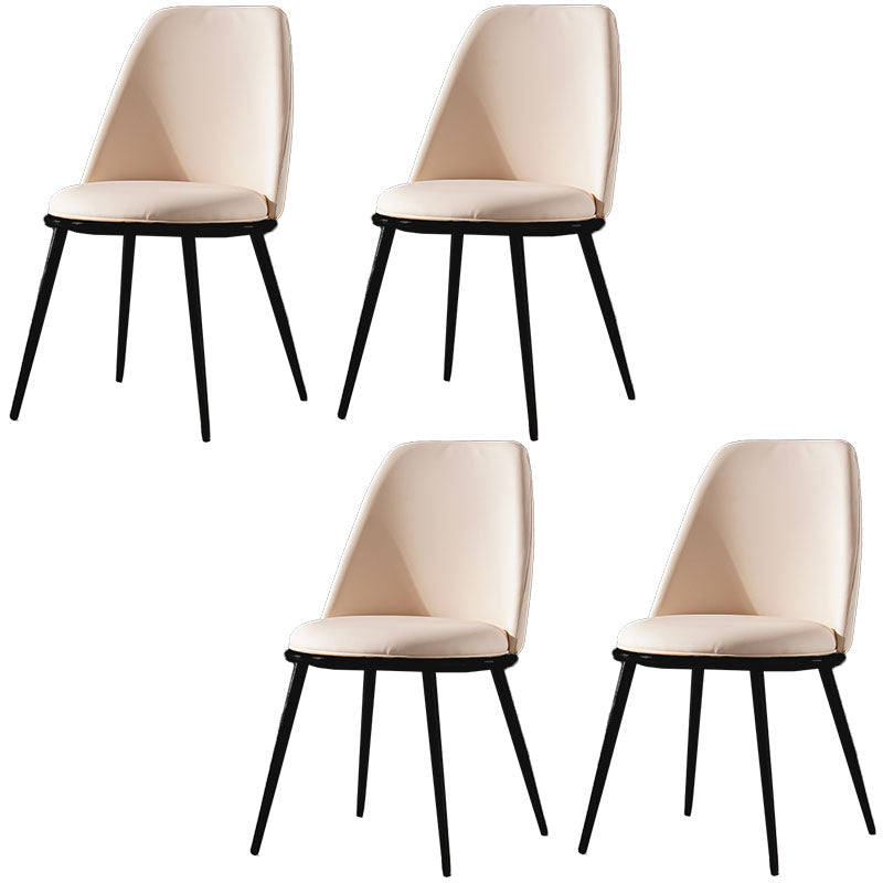Nordic Style Dining Chairs Kitchen Armless Chair with Metal Legs Off-White 4 Piece Set Clearhalo ' kitchen&dining_furn' 'Dining Chairs' 'Dining Tables & Seating' 'dining_chair' 'furn' 'furn_dining_chair' 'Furniture' 'furniture_dining_chair' 'Kitchen & Dining Furniture' 'kitchen' 4438409