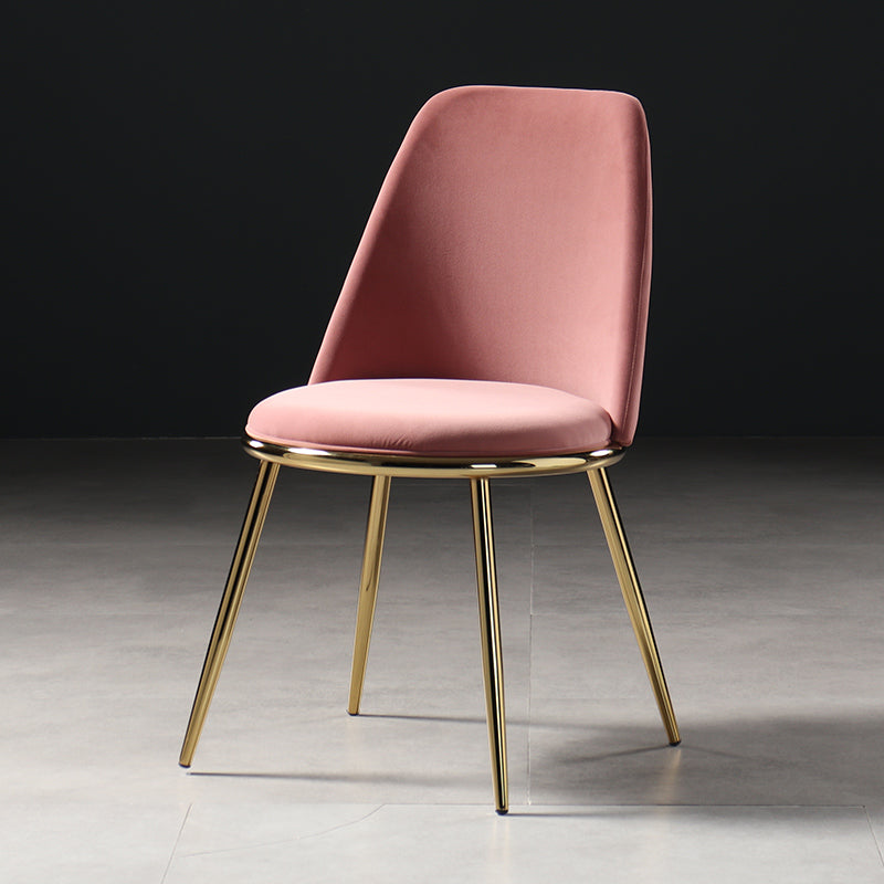 Nordic Style Dining Chairs Kitchen Armless Chair with Metal Legs Pink 1 Piece Clearhalo ' kitchen&dining_furn' 'Dining Chairs' 'Dining Tables & Seating' 'dining_chair' 'furn' 'furn_dining_chair' 'Furniture' 'furniture_dining_chair' 'Kitchen & Dining Furniture' 'kitchen' 4438410