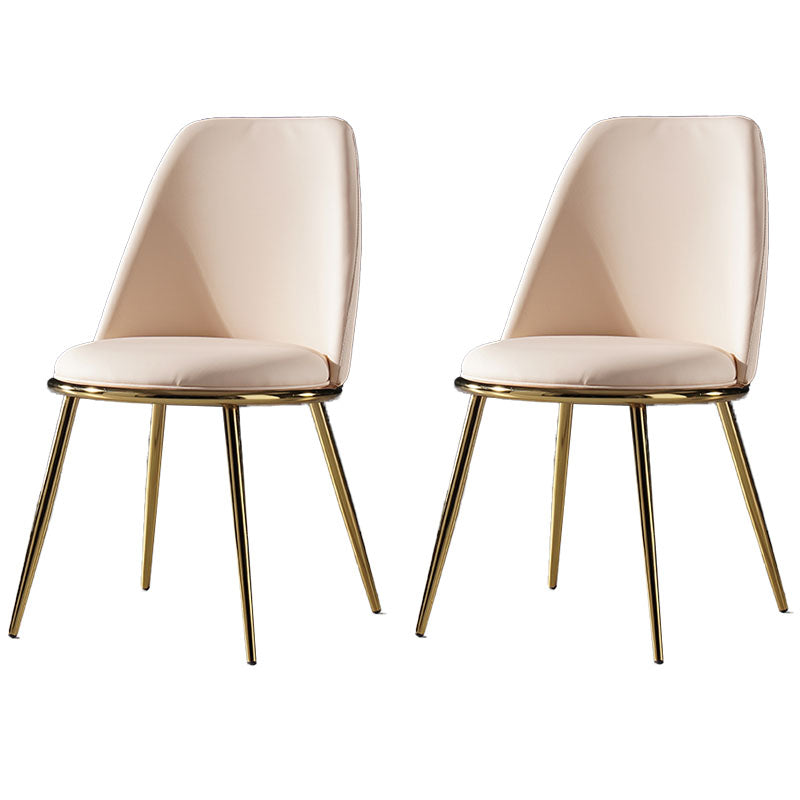 Nordic Style Dining Chairs Kitchen Armless Chair with Metal Legs Beige 2 Piece Set Clearhalo ' kitchen&dining_furn' 'Dining Chairs' 'Dining Tables & Seating' 'dining_chair' 'furn' 'furn_dining_chair' 'Furniture' 'furniture_dining_chair' 'Kitchen & Dining Furniture' 'kitchen' 4438414