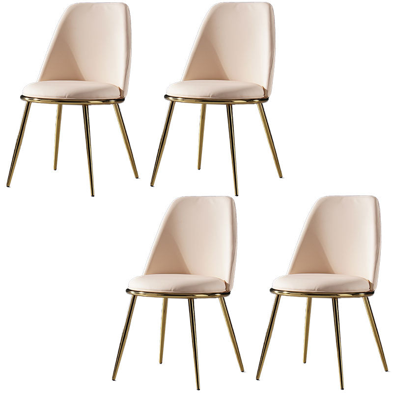 Nordic Style Dining Chairs Kitchen Armless Chair with Metal Legs Beige 4 Piece Set Clearhalo ' kitchen&dining_furn' 'Dining Chairs' 'Dining Tables & Seating' 'dining_chair' 'furn' 'furn_dining_chair' 'Furniture' 'furniture_dining_chair' 'Kitchen & Dining Furniture' 'kitchen' 4438415