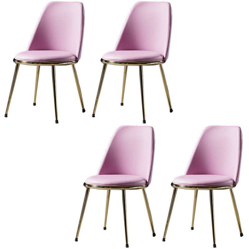 Nordic Style Dining Chairs Kitchen Armless Chair with Metal Legs Purple 4 Piece Set Clearhalo ' kitchen&dining_furn' 'Dining Chairs' 'Dining Tables & Seating' 'dining_chair' 'furn' 'furn_dining_chair' 'Furniture' 'furniture_dining_chair' 'Kitchen & Dining Furniture' 'kitchen' 4438418