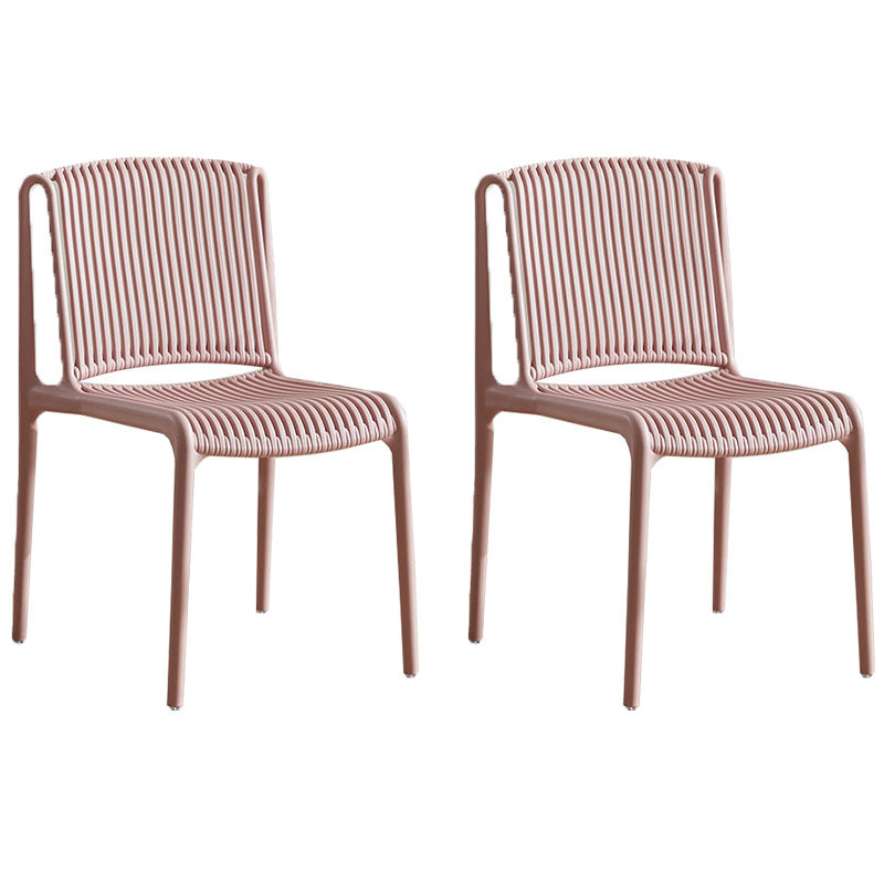Contemporary Style Plastic Dining Armless Chair Open Back Dining Side Chairs for Home Pink 2 Piece Set Clearhalo ' kitchen&dining_furn' 'Dining Chairs' 'Dining Tables & Seating' 'dining_chair' 'furn' 'furn_dining_chair' 'Furniture' 'furniture_dining_chair' 'Kitchen & Dining Furniture' 'kitchen' 4438446