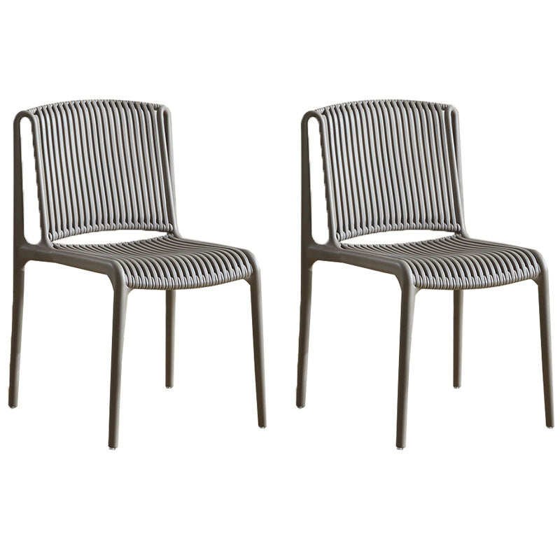 Contemporary Style Plastic Dining Armless Chair Open Back Dining Side Chairs for Home Grey 2 Piece Set Clearhalo ' kitchen&dining_furn' 'Dining Chairs' 'Dining Tables & Seating' 'dining_chair' 'furn' 'furn_dining_chair' 'Furniture' 'furniture_dining_chair' 'Kitchen & Dining Furniture' 'kitchen' 4438452