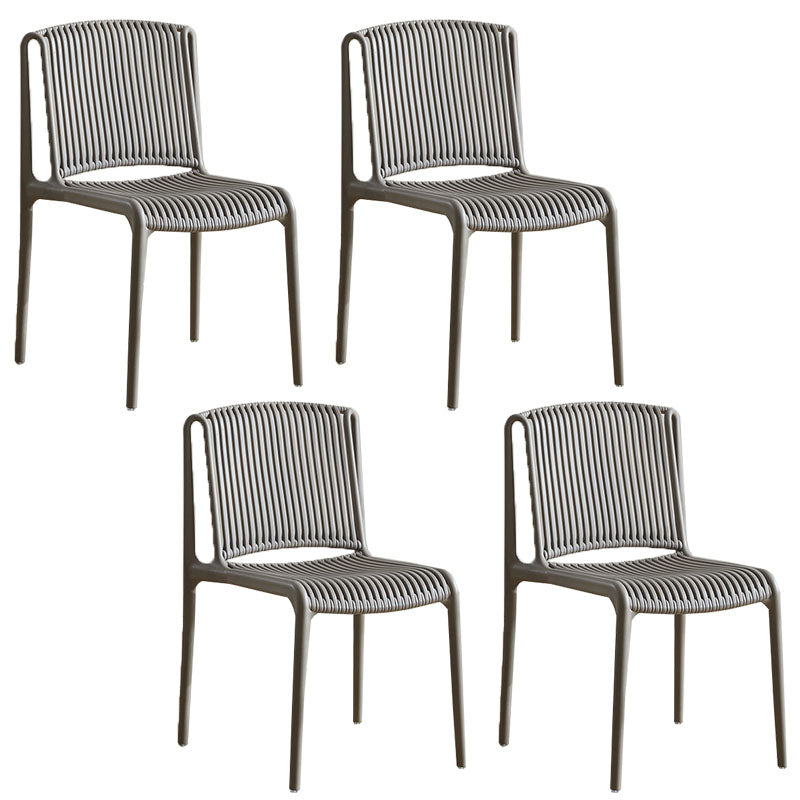 Contemporary Style Plastic Dining Armless Chair Open Back Dining Side Chairs for Home Grey 4 Piece Set Clearhalo ' kitchen&dining_furn' 'Dining Chairs' 'Dining Tables & Seating' 'dining_chair' 'furn' 'furn_dining_chair' 'Furniture' 'furniture_dining_chair' 'Kitchen & Dining Furniture' 'kitchen' 4438454