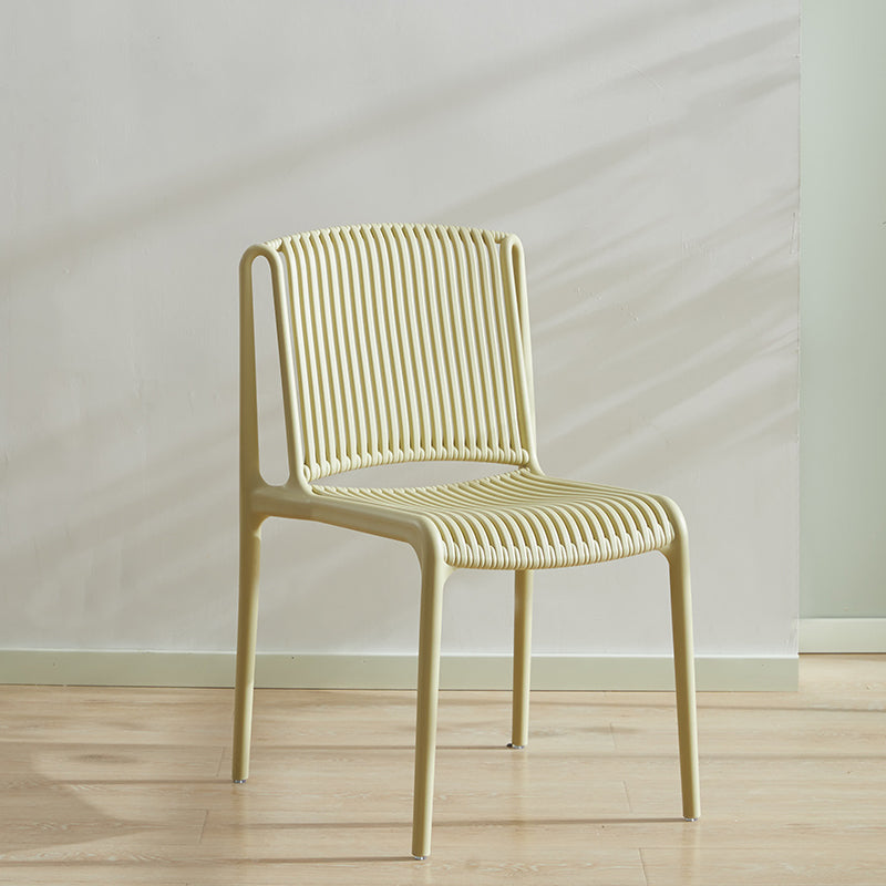 Contemporary Style Plastic Dining Armless Chair Open Back Dining Side Chairs for Home Yellow 1 Piece Clearhalo ' kitchen&dining_furn' 'Dining Chairs' 'Dining Tables & Seating' 'dining_chair' 'furn' 'furn_dining_chair' 'Furniture' 'furniture_dining_chair' 'Kitchen & Dining Furniture' 'kitchen' 4438456