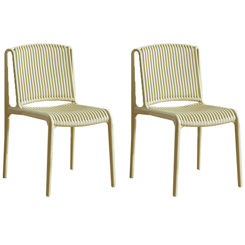 Contemporary Style Plastic Dining Armless Chair Open Back Dining Side Chairs for Home Yellow 2 Piece Set Clearhalo ' kitchen&dining_furn' 'Dining Chairs' 'Dining Tables & Seating' 'dining_chair' 'furn' 'furn_dining_chair' 'Furniture' 'furniture_dining_chair' 'Kitchen & Dining Furniture' 'kitchen' 4438458