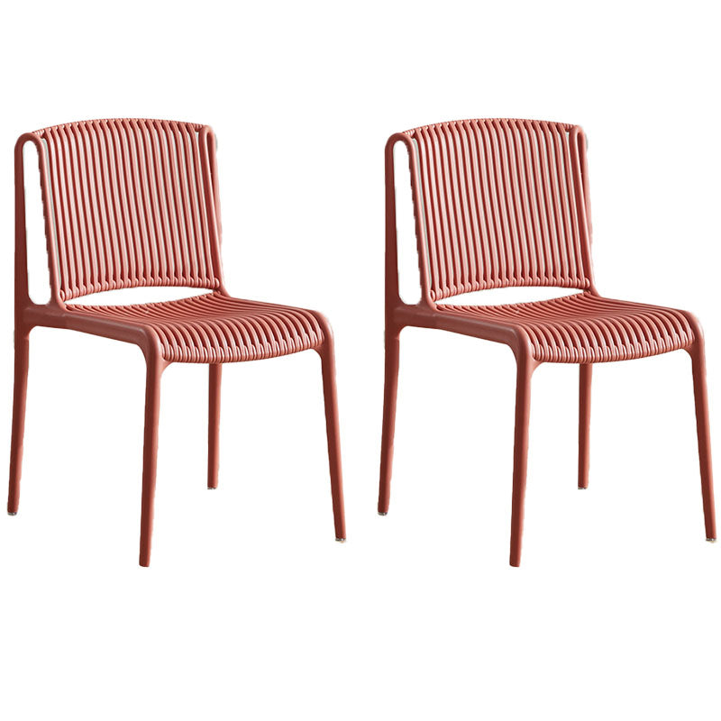 Contemporary Style Plastic Dining Armless Chair Open Back Dining Side Chairs for Home Red 2 Piece Set Clearhalo ' kitchen&dining_furn' 'Dining Chairs' 'Dining Tables & Seating' 'dining_chair' 'furn' 'furn_dining_chair' 'Furniture' 'furniture_dining_chair' 'Kitchen & Dining Furniture' 'kitchen' 4438463