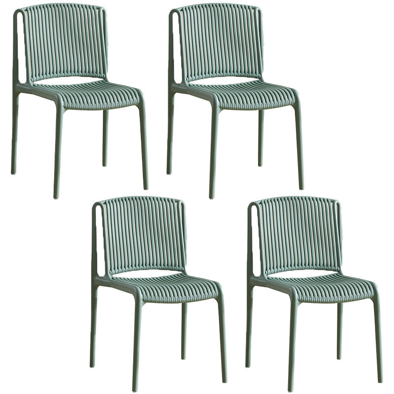 Contemporary Style Plastic Dining Armless Chair Open Back Dining Side Chairs for Home Gray-Green 4 Piece Set Clearhalo ' kitchen&dining_furn' 'Dining Chairs' 'Dining Tables & Seating' 'dining_chair' 'furn' 'furn_dining_chair' 'Furniture' 'furniture_dining_chair' 'Kitchen & Dining Furniture' 'kitchen' 4438467