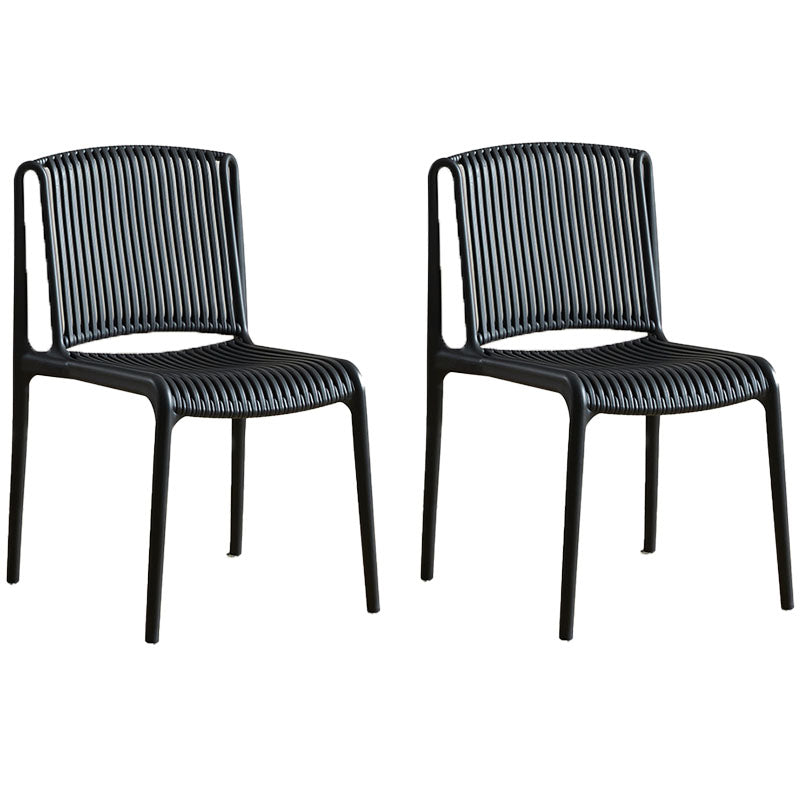 Contemporary Style Plastic Dining Armless Chair Open Back Dining Side Chairs for Home Black 2 Piece Set Clearhalo ' kitchen&dining_furn' 'Dining Chairs' 'Dining Tables & Seating' 'dining_chair' 'furn' 'furn_dining_chair' 'Furniture' 'furniture_dining_chair' 'Kitchen & Dining Furniture' 'kitchen' 4438469