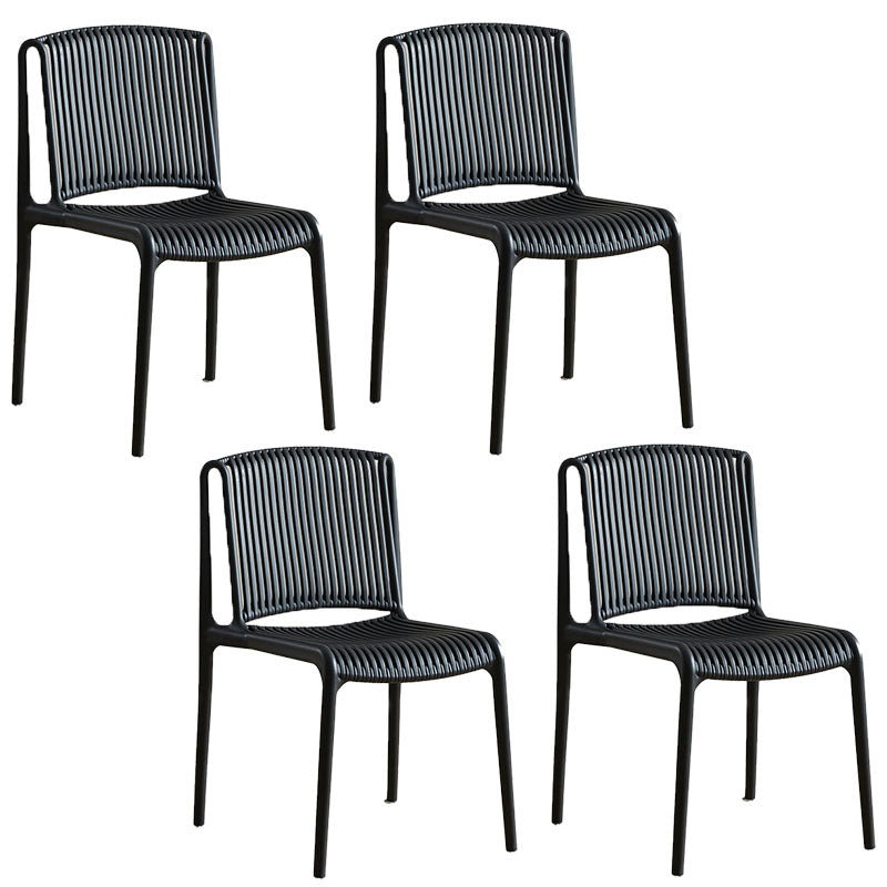 Contemporary Style Plastic Dining Armless Chair Open Back Dining Side Chairs for Home Black 4 Piece Set Clearhalo ' kitchen&dining_furn' 'Dining Chairs' 'Dining Tables & Seating' 'dining_chair' 'furn' 'furn_dining_chair' 'Furniture' 'furniture_dining_chair' 'Kitchen & Dining Furniture' 'kitchen' 4438470
