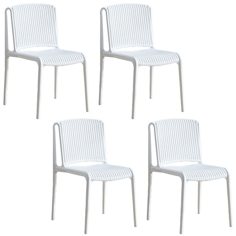 Contemporary Style Plastic Dining Armless Chair Open Back Dining Side Chairs for Home White 4 Piece Set Clearhalo ' kitchen&dining_furn' 'Dining Chairs' 'Dining Tables & Seating' 'dining_chair' 'furn' 'furn_dining_chair' 'Furniture' 'furniture_dining_chair' 'Kitchen & Dining Furniture' 'kitchen' 4438473