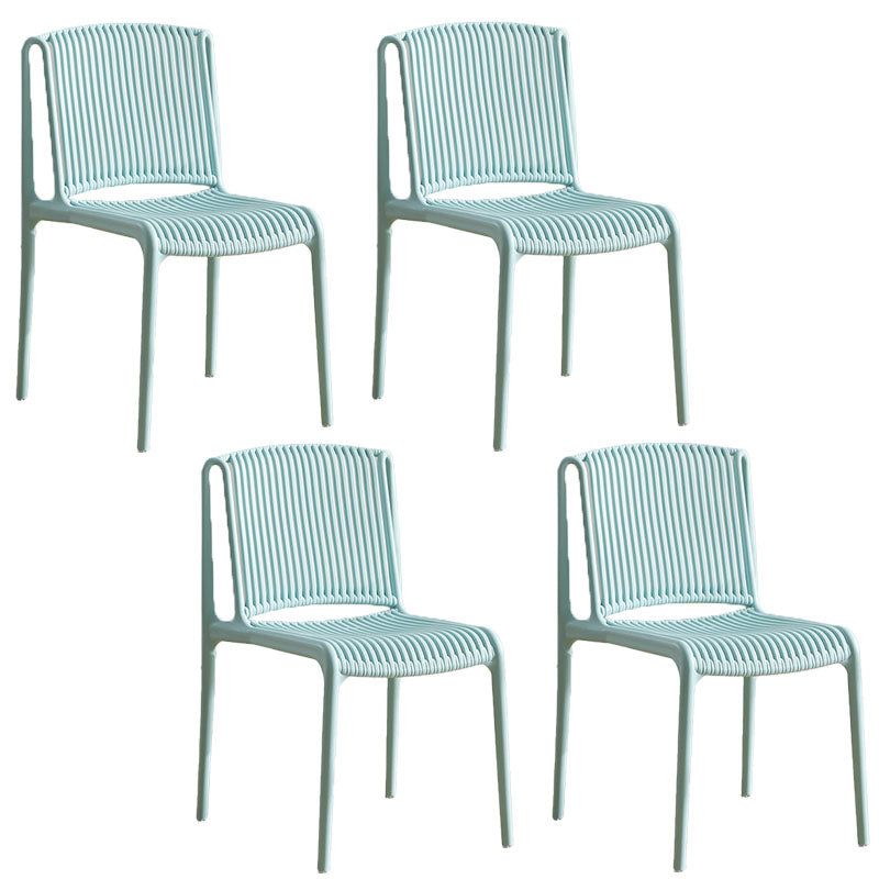 Contemporary Style Plastic Dining Armless Chair Open Back Dining Side Chairs for Home Light Green 4 Piece Set Clearhalo ' kitchen&dining_furn' 'Dining Chairs' 'Dining Tables & Seating' 'dining_chair' 'furn' 'furn_dining_chair' 'Furniture' 'furniture_dining_chair' 'Kitchen & Dining Furniture' 'kitchen' 4438476
