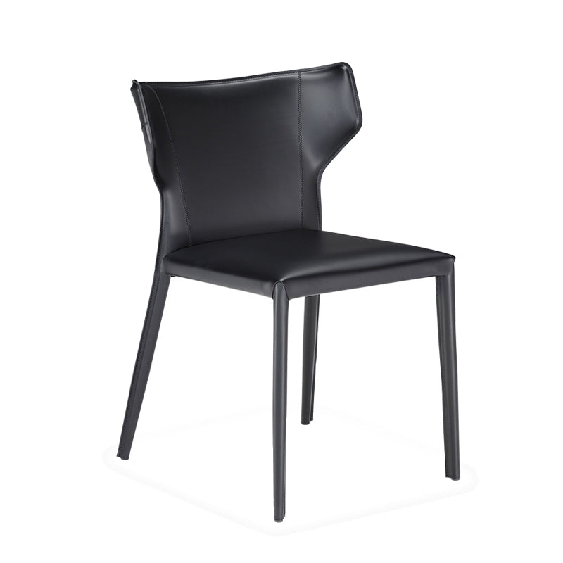 Modern Wingback Side Chair Matte Finish Leather Chair for Dining Room Black 1 Piece Clearhalo ' kitchen&dining_furn' 'Dining Chairs' 'Dining Tables & Seating' 'dining_chair' 'furn' 'furn_dining_chair' 'Furniture' 'furniture_dining_chair' 'Kitchen & Dining Furniture' 'kitchen' 4438479