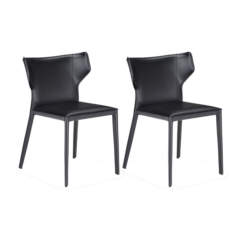 Modern Wingback Side Chair Matte Finish Leather Chair for Dining Room Black 2 Piece Set Clearhalo ' kitchen&dining_furn' 'Dining Chairs' 'Dining Tables & Seating' 'dining_chair' 'furn' 'furn_dining_chair' 'Furniture' 'furniture_dining_chair' 'Kitchen & Dining Furniture' 'kitchen' 4438480