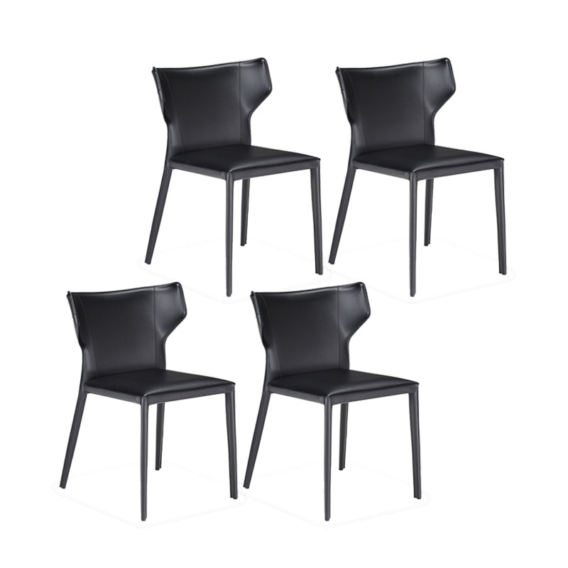 Modern Wingback Side Chair Matte Finish Leather Chair for Dining Room Black 4 Piece Set Clearhalo ' kitchen&dining_furn' 'Dining Chairs' 'Dining Tables & Seating' 'dining_chair' 'furn' 'furn_dining_chair' 'Furniture' 'furniture_dining_chair' 'Kitchen & Dining Furniture' 'kitchen' 4438483